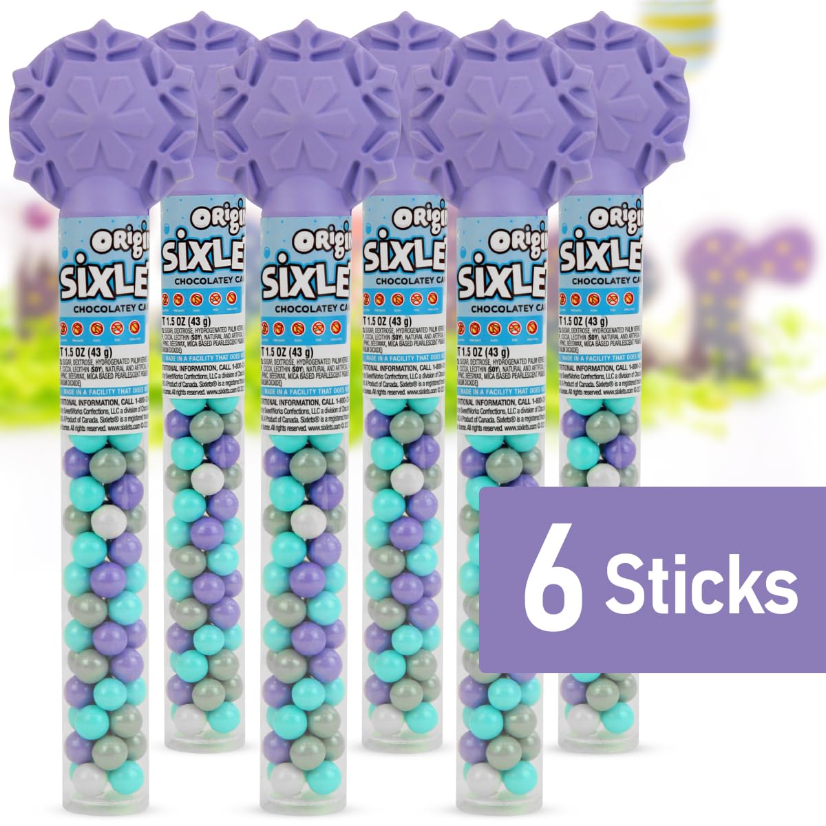 Colorful Chocolate Candy Cane - 6 Canes Of Sixletscandy For Party Favors, Gifts, Candy Buffets, Everyday Snacking, And Seasonal