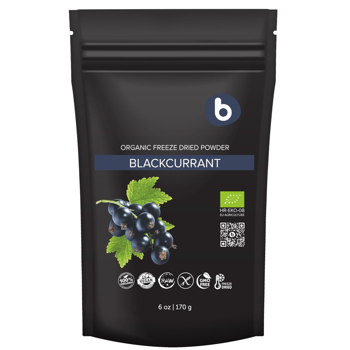 b Organic Black Currant Powder, High in Anthocyanins, 6oz for Smoothies and Baking