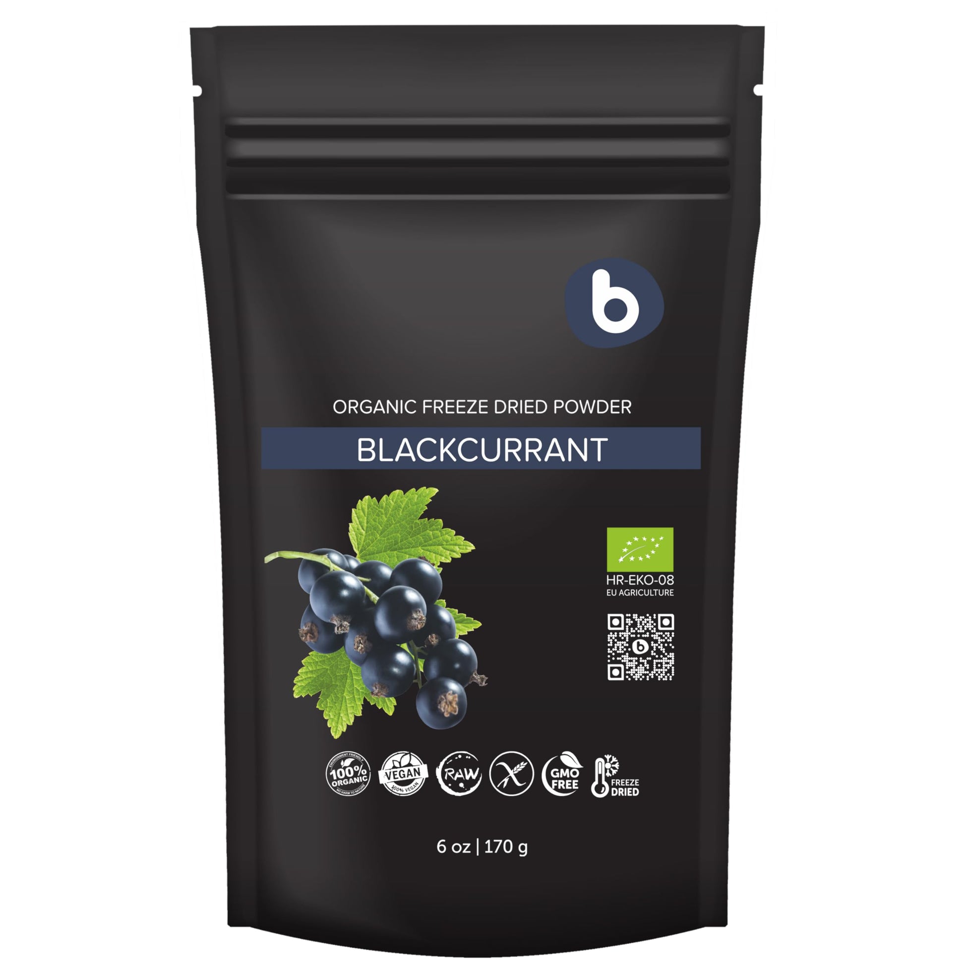 b Organic Black Currant Powder, High in Anthocyanins, 6oz for Smoothies and Baking