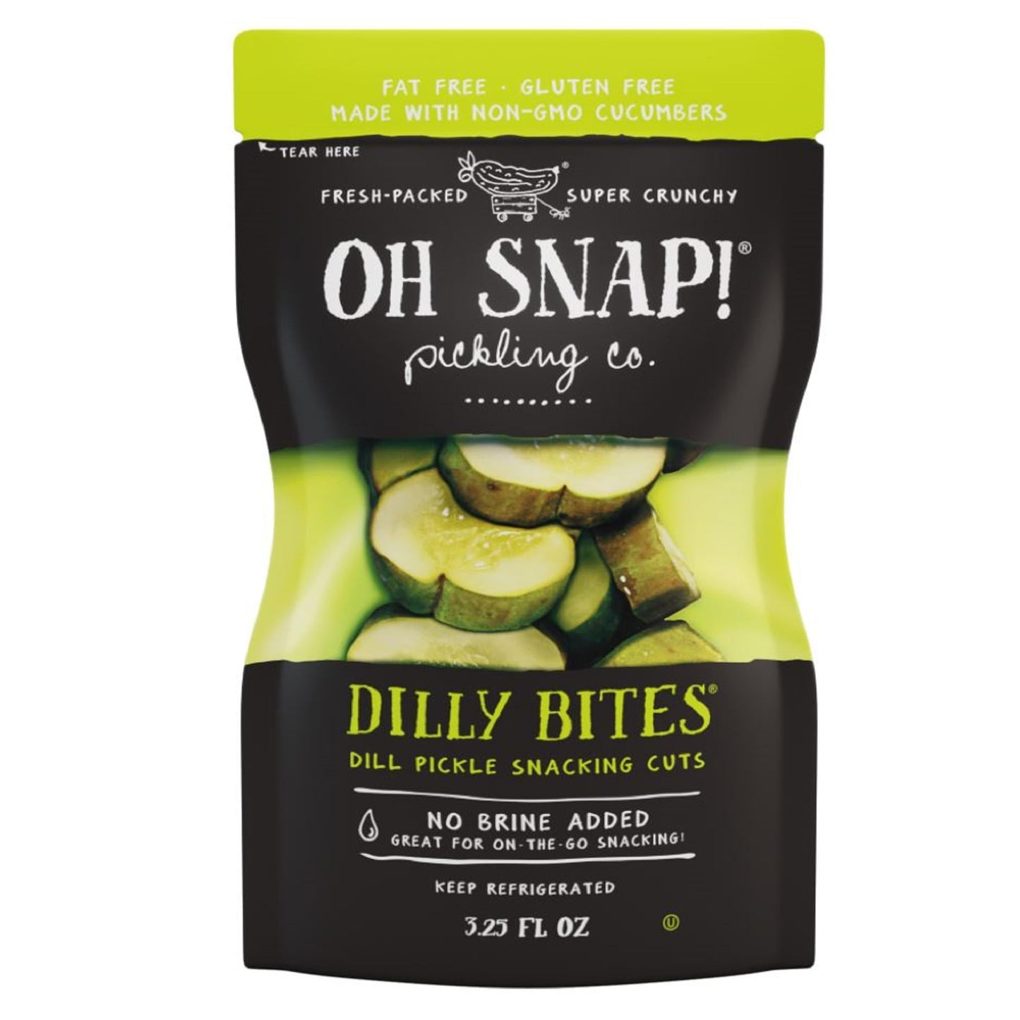OH SNAP! Dilly Bites (12 Pack) - Dill Pickle Snacking Cuts - Fresh Packed Ready To Eat Pickle Bites - Gluten-Free, Fat-Free & Ma