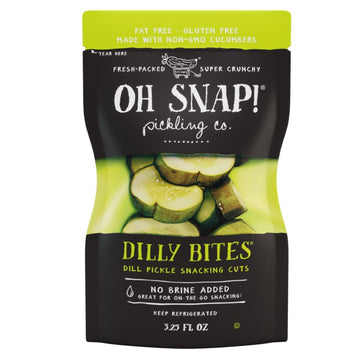 OH SNAP! Dilly Bites (12 Pack) - Dill Pickle Snacking Cuts - Fresh Packed Ready To Eat Pickle Bites - Gluten-Free, Fat-Free & Ma