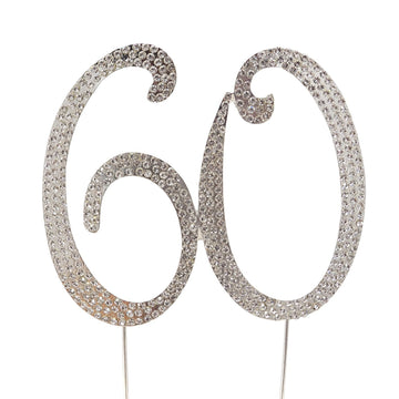 Honbay 60 Cake Topper Premium Sparkly Crystal Rhinestones Cake Topper Cake Decoration For 60Th Birthday Or Anniversary Party (60