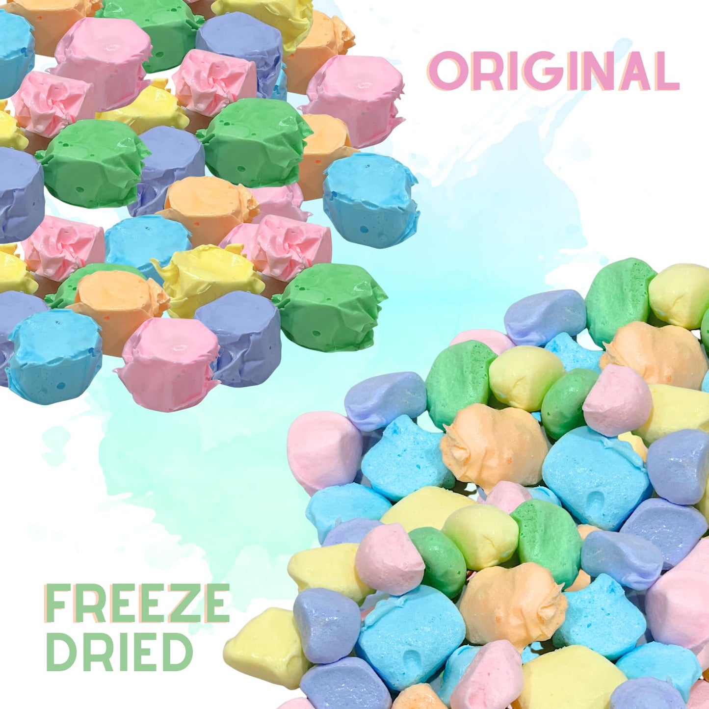 Freeze Dried Sassy Sour Fruits Taffy 2 Oz - Cut To Bite Sized Pieces - Ships In Box - Deliciously Crunchy, Intense Flavor, Light