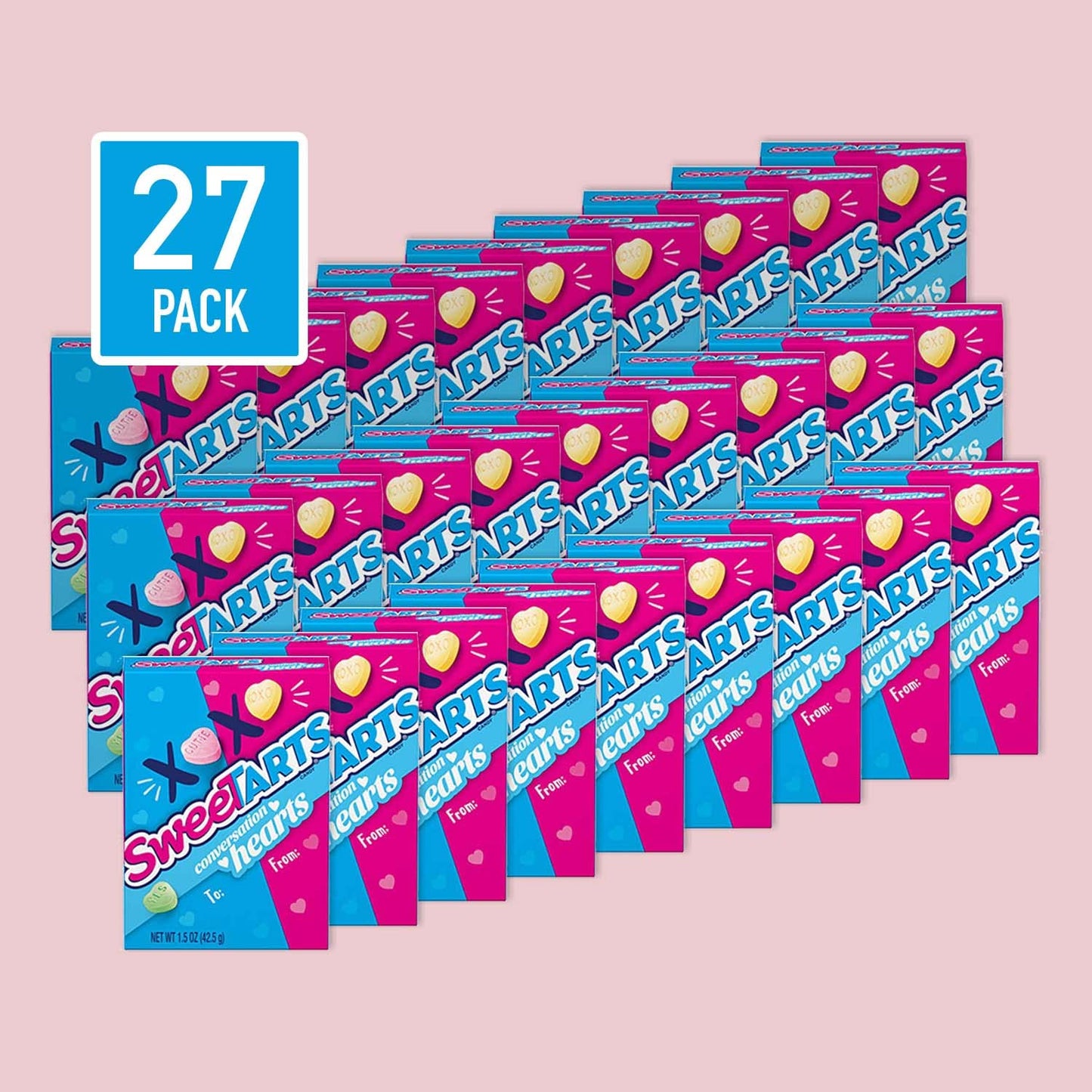 SweeTARTS Conversation Hearts Valentines Day Candy | Sweet and Sour Candy Individual Candy Boxes for Classroom Exchange, 1.5oz (