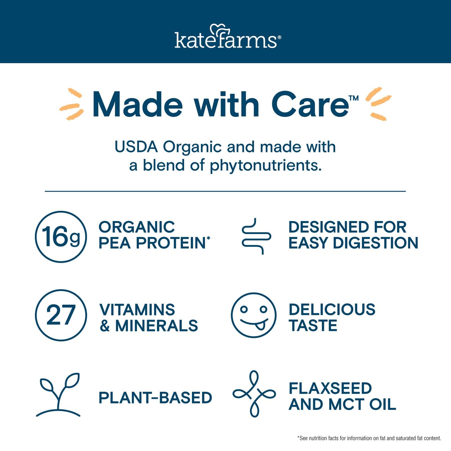 KATE FARMS Organic Plant Based 1.2 Glucose Support Shake, Vanilla, 16g Protein, 27 Vitamins and Minerals, Diabetic Nutrition Mea