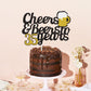 Joymee Cheers to 35 Years Cake Topper, Black and Gold Glitter, Double Sided