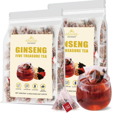 Ginseng Five Treasures Tea Kidney Tea- Wubao Tea Ginseng Six Treasure Tea, Ginseng Red Date Chinese Herbal Tea, Kidney Cleanse D