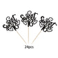 YCTHUNFISH 24 Pack Cupcake Toppers Glitter Sixteen for 16th Birthday Party Decorations Black Bamboo