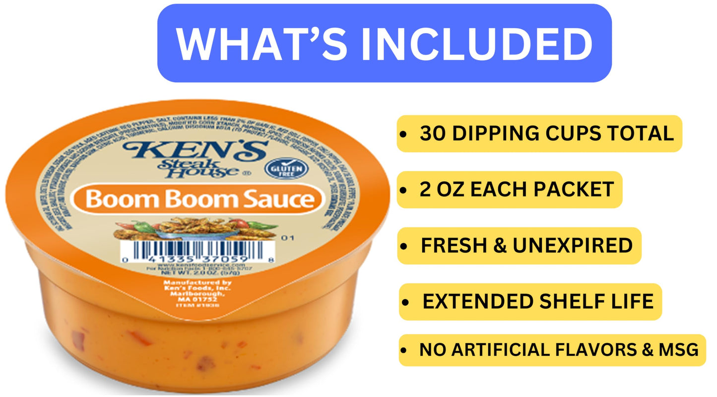 30 Count | Salad Dressing Dipping Sauce Portion Cups | Single Serve Packets (Boom Boom Sauce)