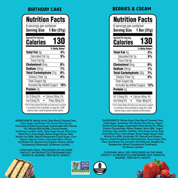JUNKLESS Chewy Granola Bar 2-Flavor Variety Pack (24 Bars)-Non-GMO, Gluten-Free, Less Sugar Snack Bars- Drizzled Birthday Cake &