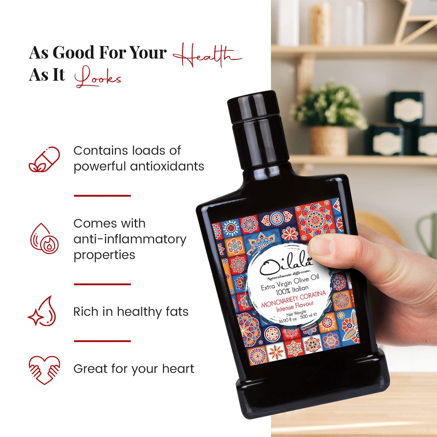 Oilala Extra Virgin Olive Oil, Robust Flavor, 2024 Gold Medal, Polyphenol Rich 707 Mg/Kg Filtered,Italian Family Farm Puglia, It