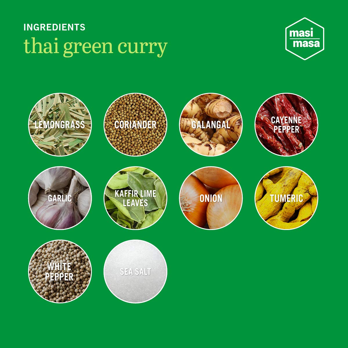 Masi Masa Thai Green Curry Spice Blend(3 Pack), Curry Seasoning For Simmer Sauce, Marinade Or Rub, 12 Spice Blend Mix, No Gluten