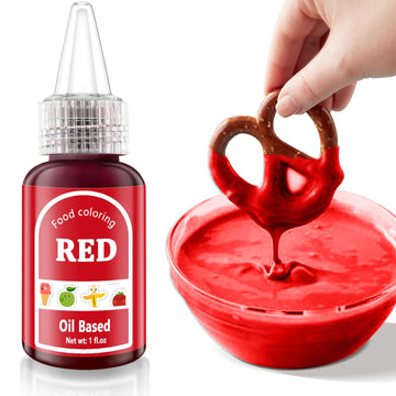 Red Oil Based Food Coloring for Chocolates Melts - 30ML Tasteless Liquid Edible Oils Food Dye Candy Cookies Decorating, Vivid Oi