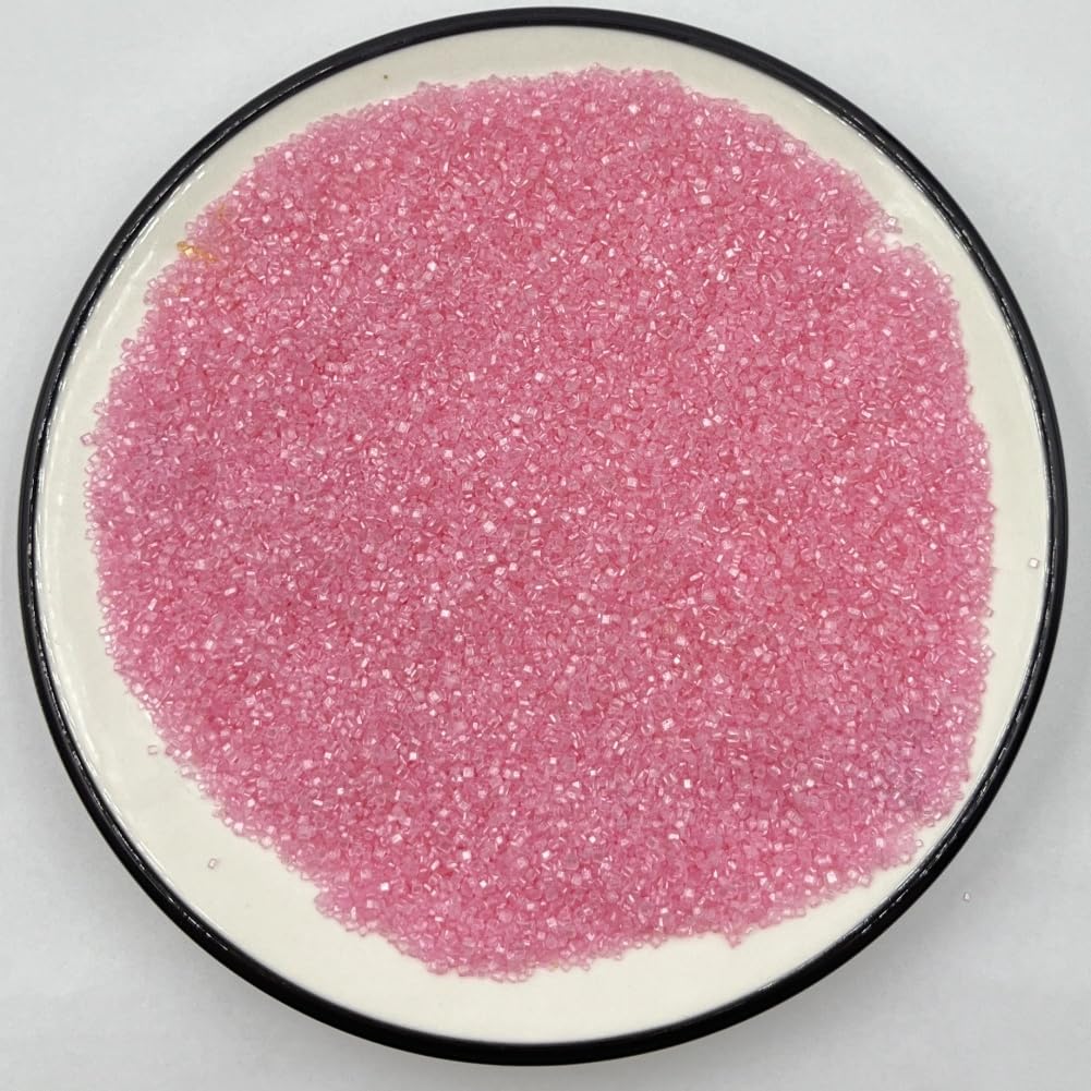 Senchanting Pink Sanding Sugar Sprinkles, Edible Crystal Pink Sanding Candy Sugar For Cake Decorating Wedding Party Baking Cupca
