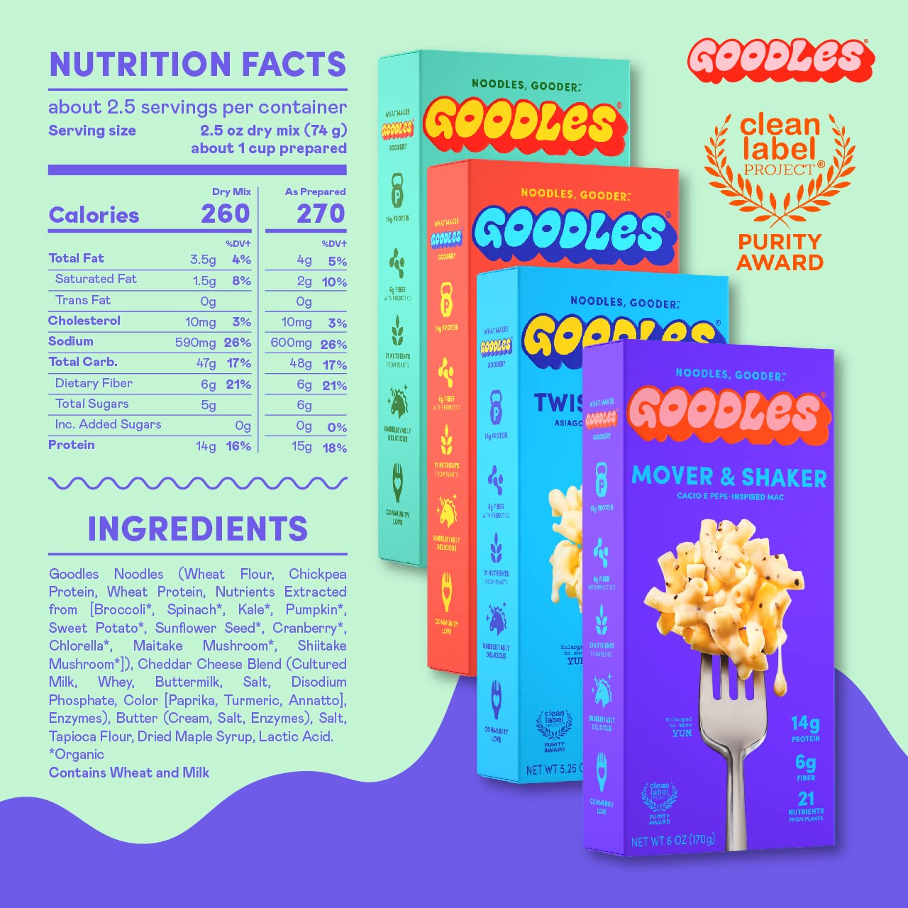 Goodles Mac & Cheese Assortment 12 Pack, 6oz - 14g Protein, 6g Fiber with Prebiotics, 21 Nutrients and Made w/REAL Cheese | Kosh