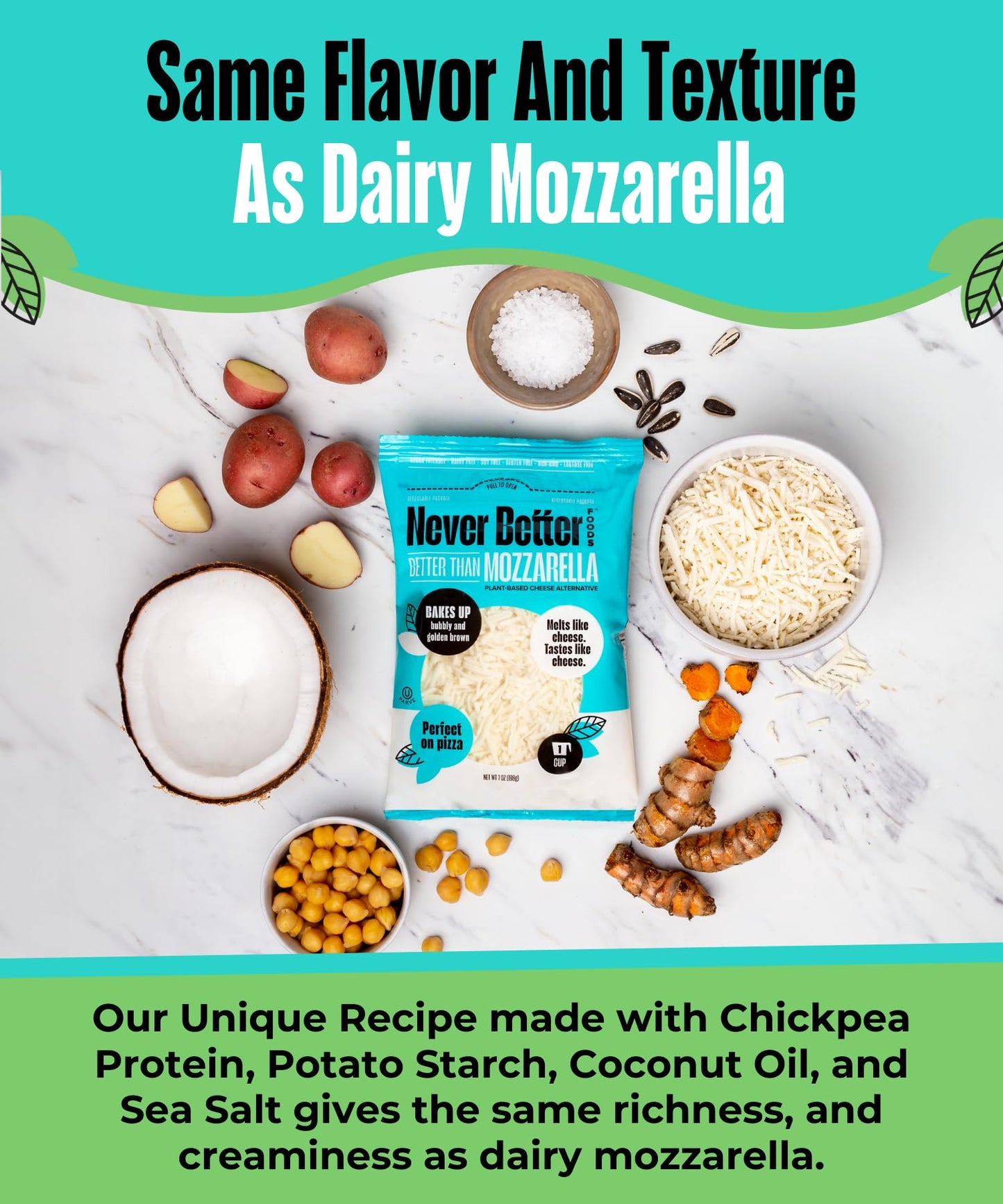 Dairy Free Cheese, Vegan Mozzarella Cheese That Melts Perfectly, Healthy Plant Based Cheese, 2.5 LB Bag of Vegan Cheese Shredded