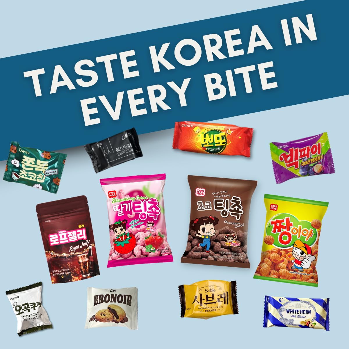 UNHAS Korean and Japanese Snack Box – 50 Count Variety Pack of Individually Wrapped Snacks, Candy, Chips, Cookies for All Ages