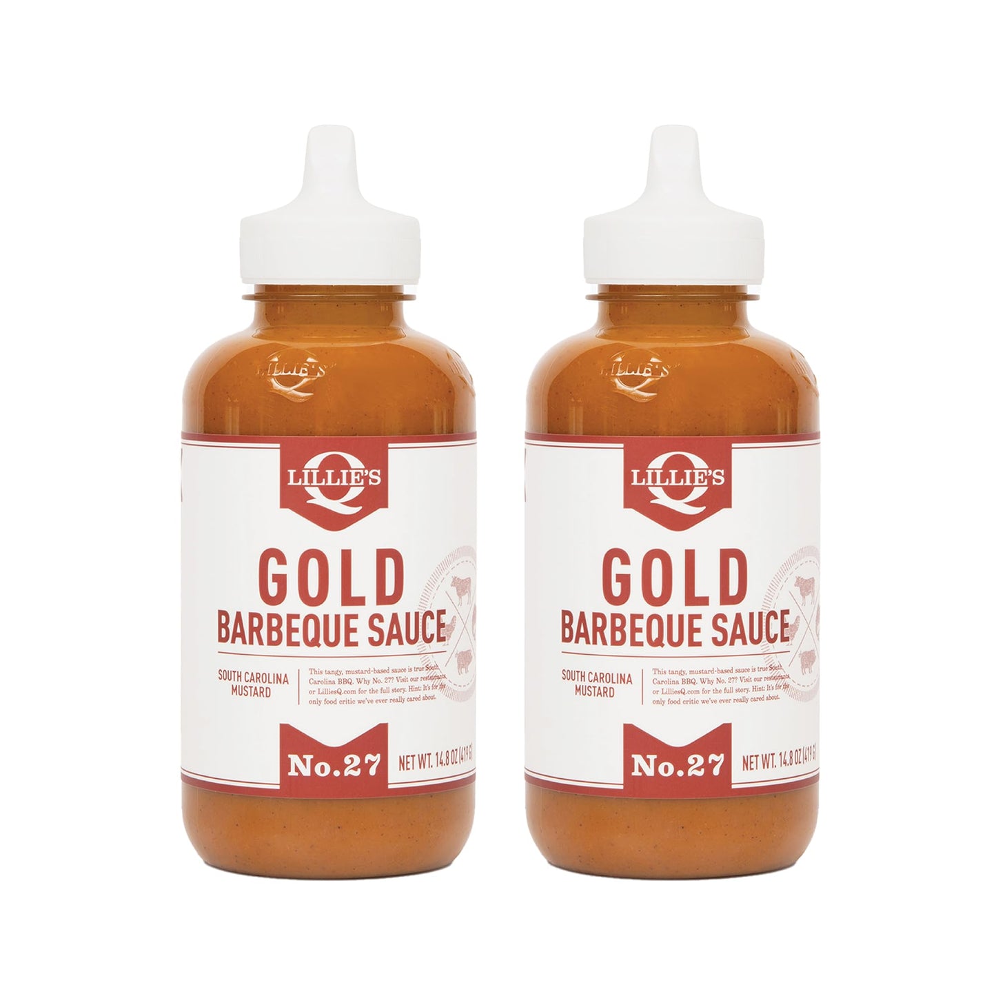 LillieS Q - Gold Barbeque Sauce  Gluten-Free  Non-Gmo  No Preservatives  Gourmet Mustard Bbq Flavor (14.8 Oz  2-Pack)