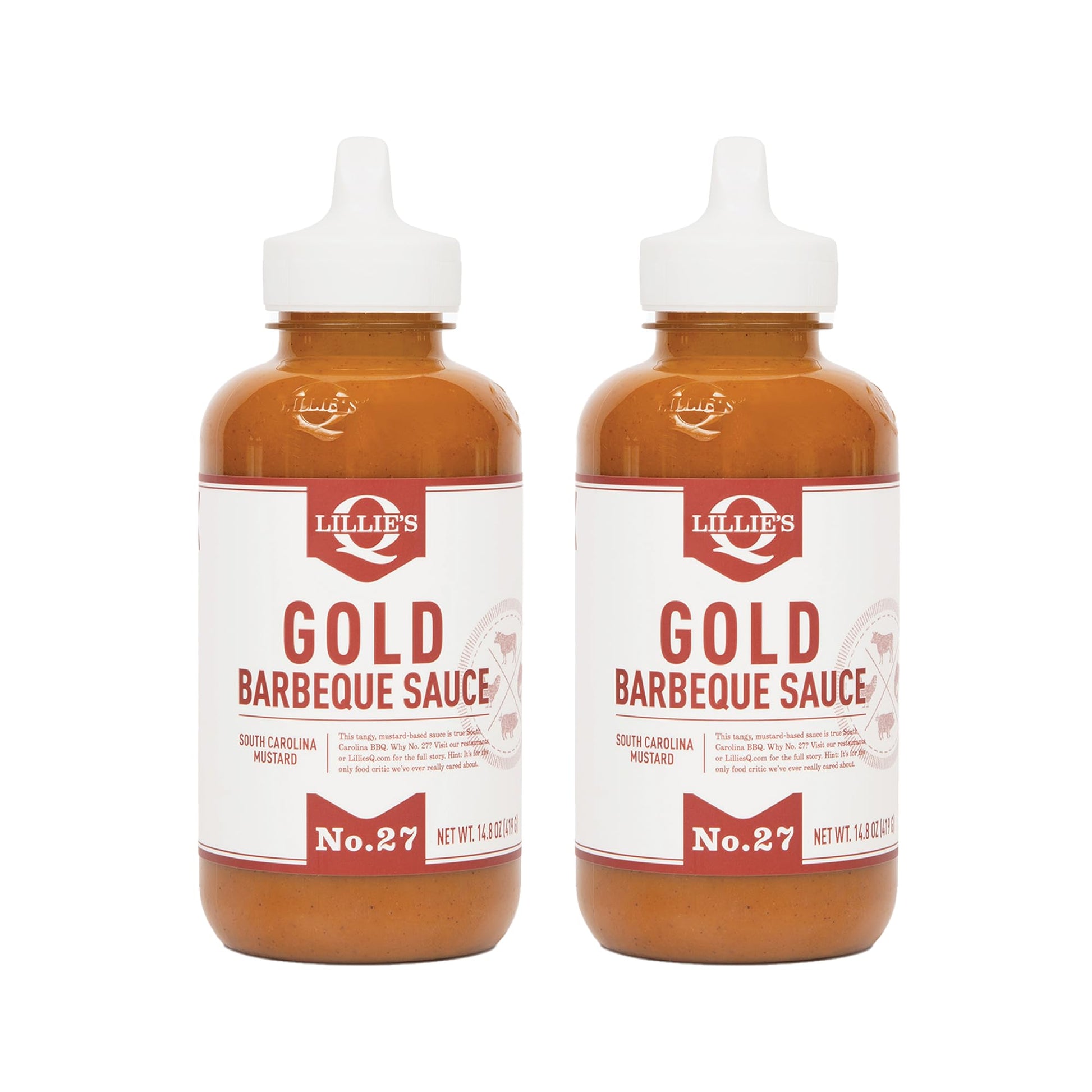 LillieS Q - Gold Barbeque Sauce  Gluten-Free  Non-Gmo  No Preservatives  Gourmet Mustard Bbq Flavor (14.8 Oz  2-Pack)