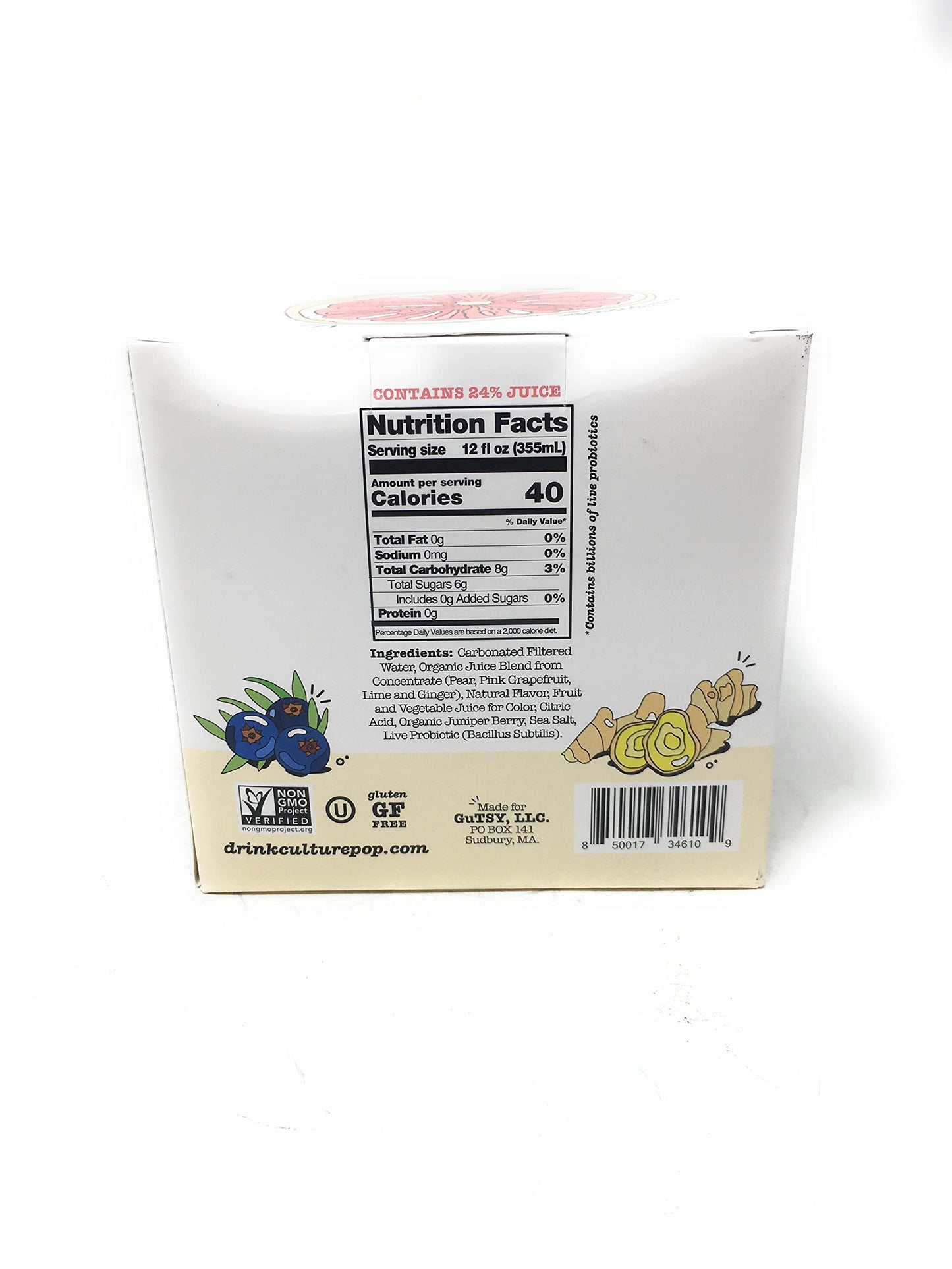 Culture Pop Soda Pink Grapefruit Probiotic Soda 4pk, 12 FZ