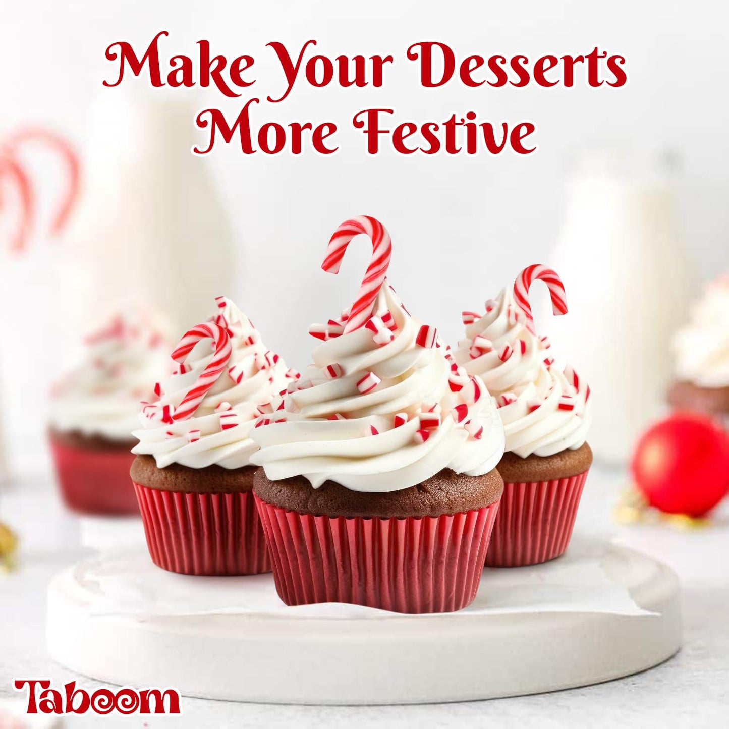 Taboom Bulk Mini Candy Canes - Individually Wrapped Peppermint Candy - 500 Count - Red & White - Holiday Gifts & Party Favors