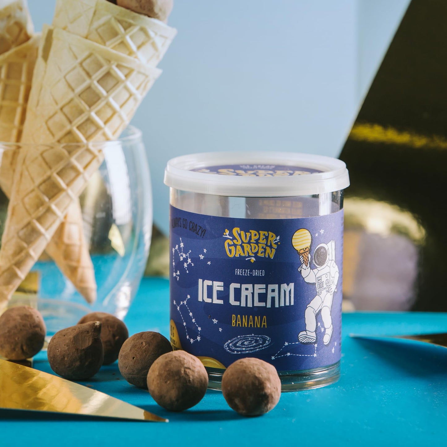 Supergarden Freeze Dried Ice Cream Banana - Crunchy Dessert for Kids - 1.41oz Pack