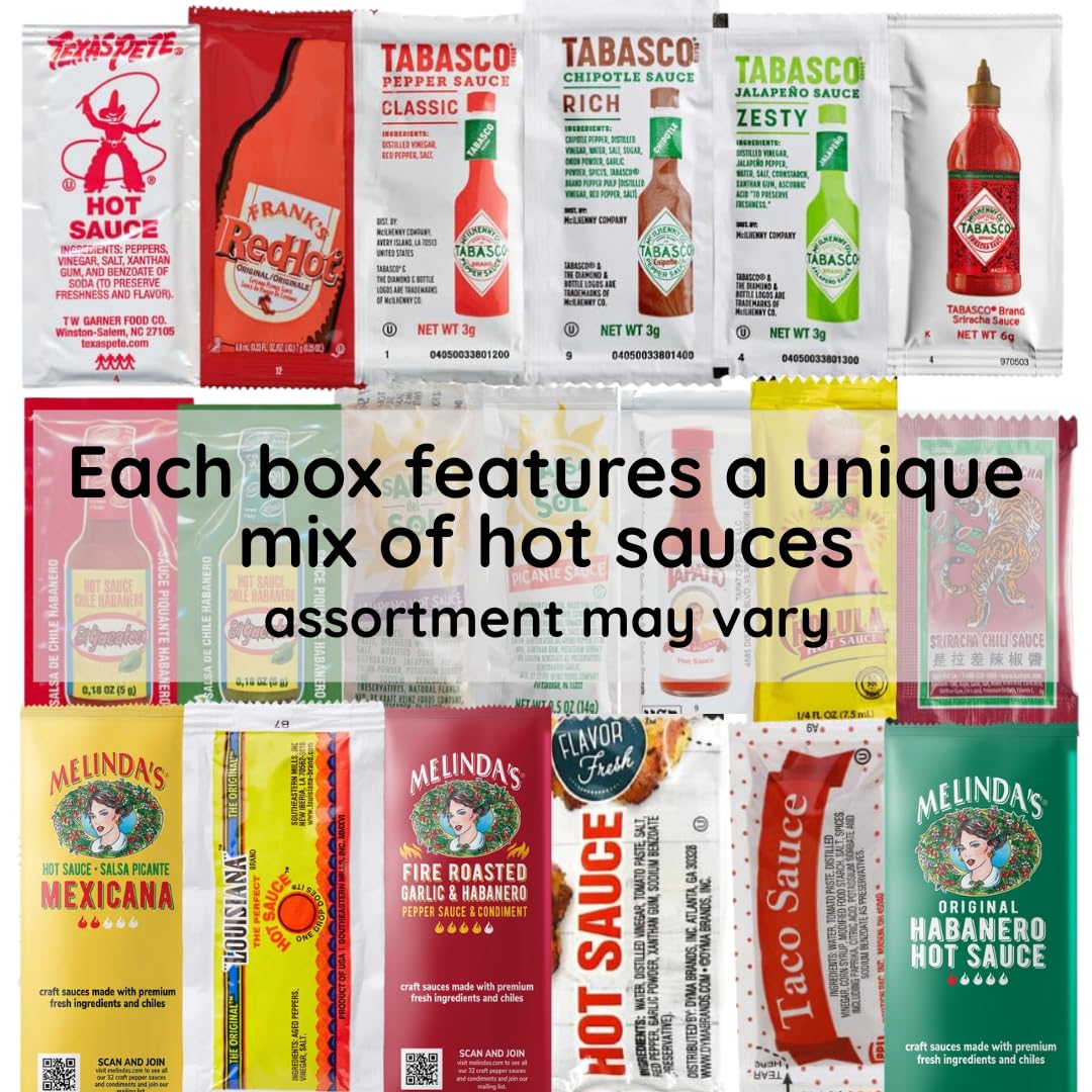 Hot Sauce Variety Pack Box 40 Single Serve Packets Up To 15 Brands Gift Box For Hot Sauce Lovers Travel Lunches Meal Prep By June Street Market
