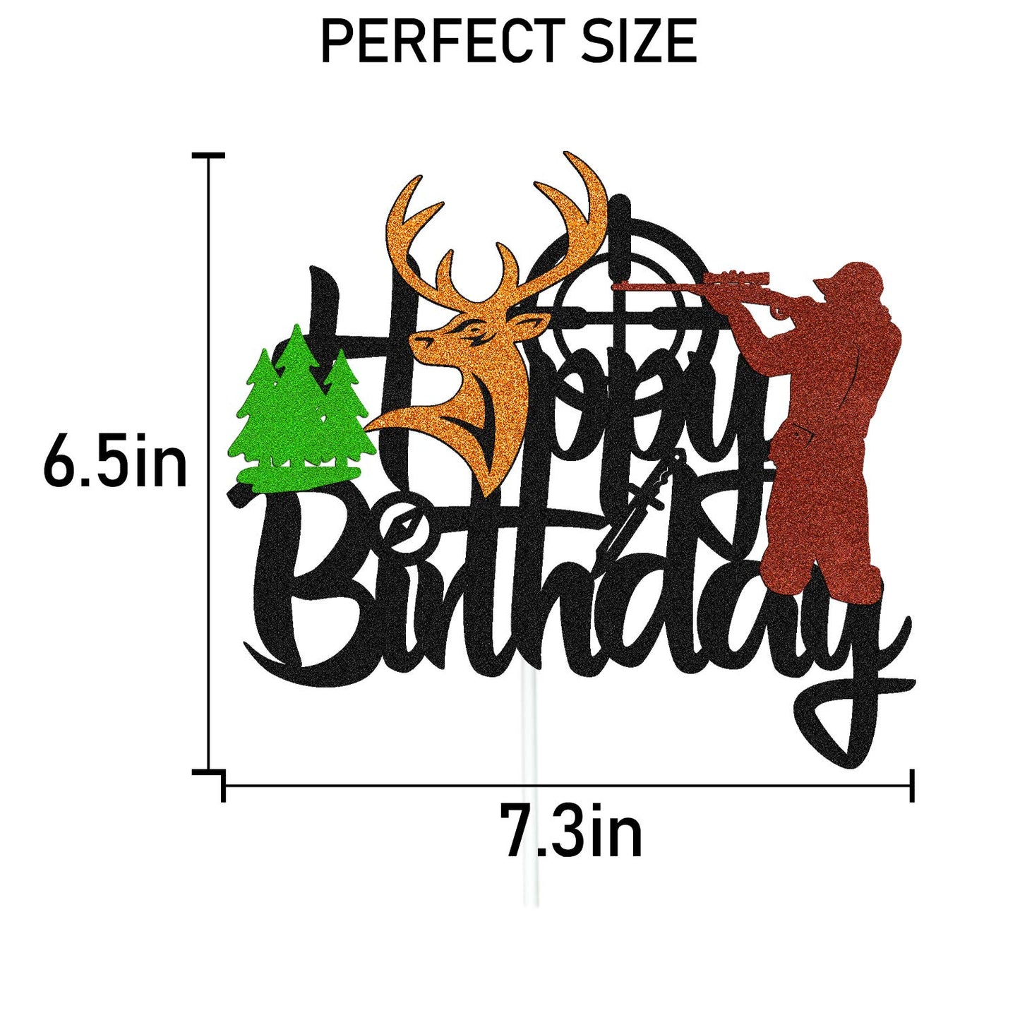 Ohiviaaa Deer Hunting Cake Topper Gone Hunting Hunter Camping Themed For Kids Boy Girl Men Happy Birthday Party Supplies Black G