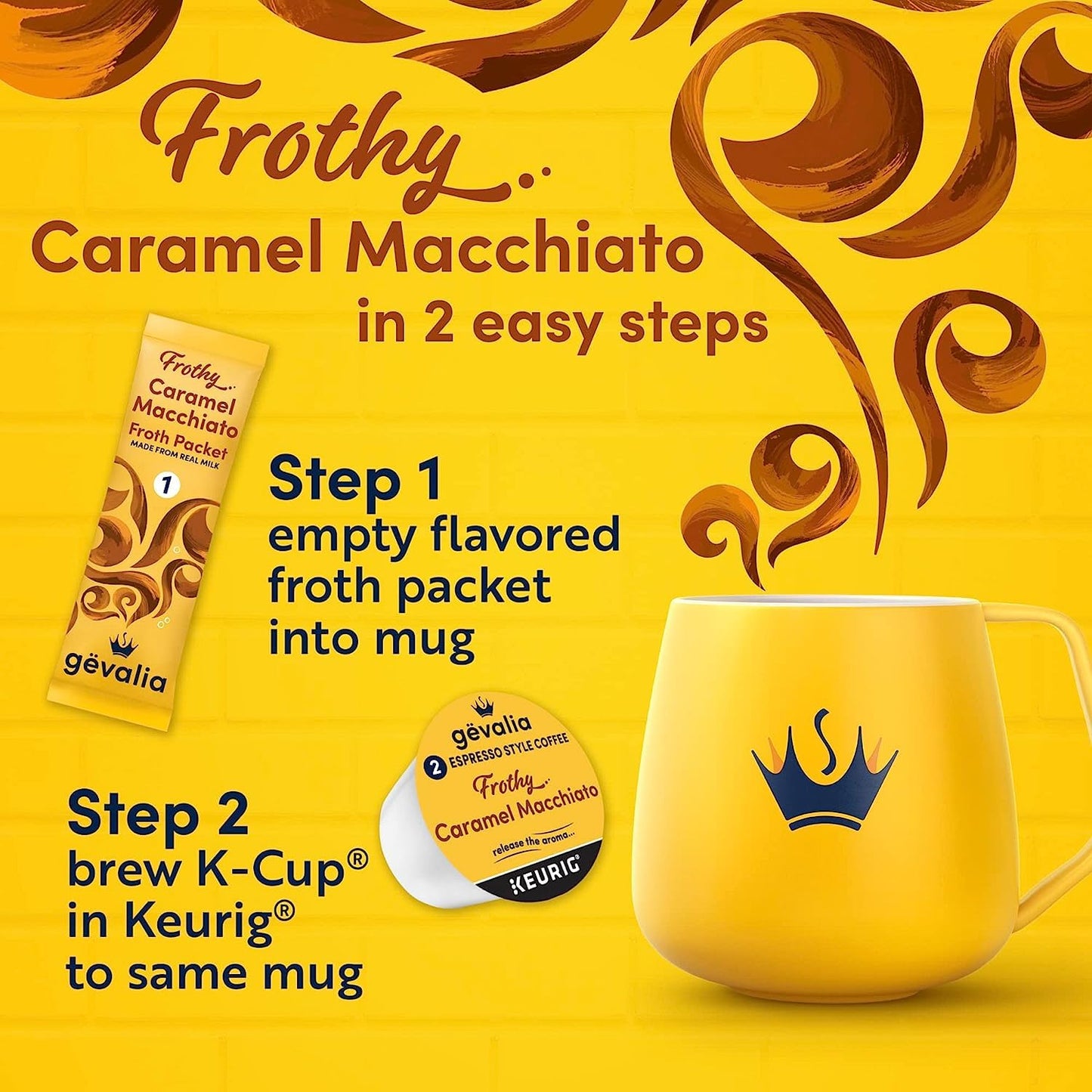 Gevalia Caramel Macchiato 2-Step K-Cup & Froth Packets, 6 Count (Pack Of 3)