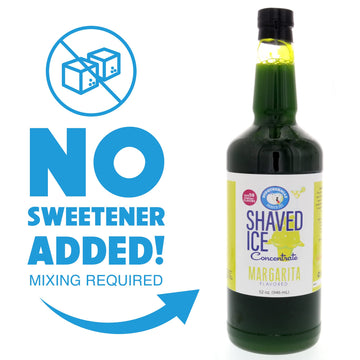Hypothermias Shaved Ice Syrup Concentrate - Unsweetened Margarita Flavor - 32 Fl Oz - Makes 8 Gallons of Ready-to-Use Syrup