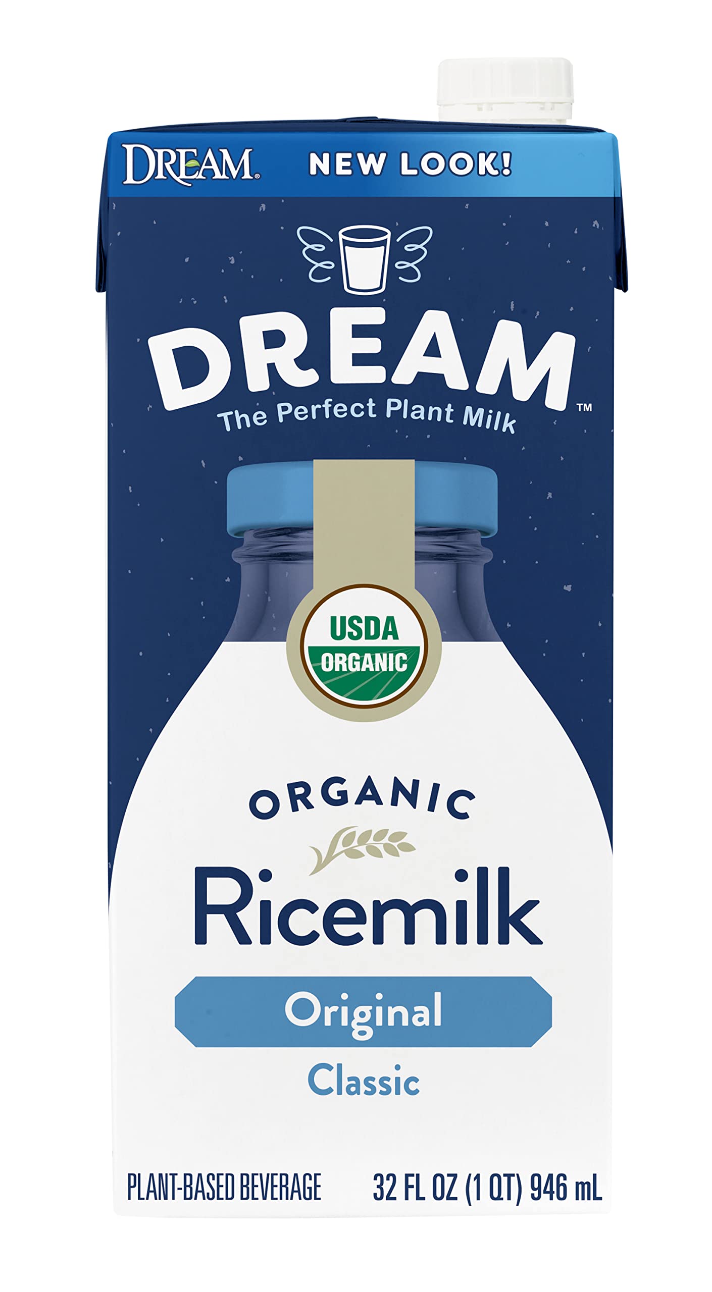 Rice Dream Organic Rice Milk Drink, Original Plain, Vegan Dairy Alternative, Lactose Free, Shelf Stable, 32oz (Pack of 12)