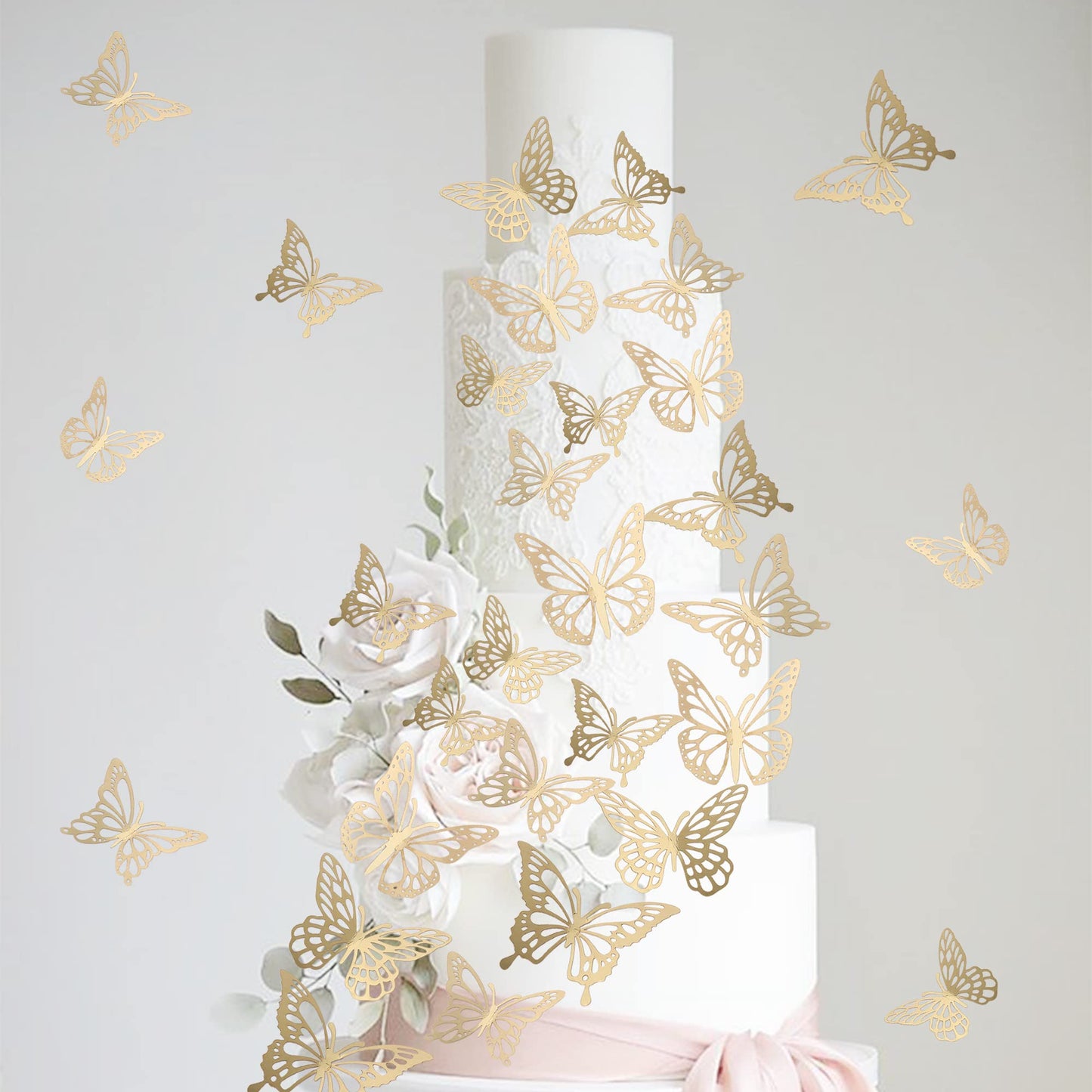 40 Pcs Laser 3D Butterfly Cupcake Toppers Hollow Arts Butterfly Cake Decorations For Baby Shower Wedding Fairy Birthday Party Su