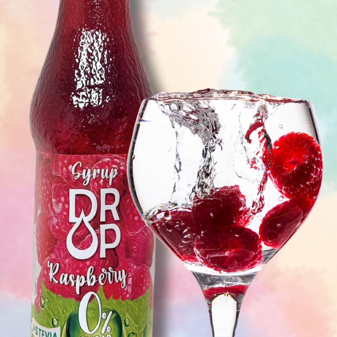 Drop Sugar-Free Raspberry Syrup, Stevia Sweetener, 16.9 Fl Oz, Zero Calories, Non-GMO, Keto-Friendly