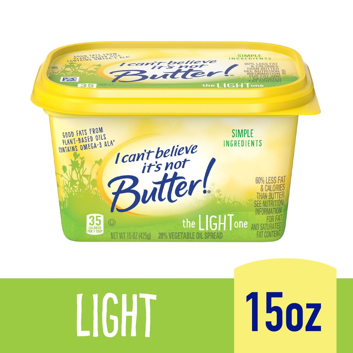 I Cant Believe Its Not Butter!, Light Buttery Spread, 15 oz