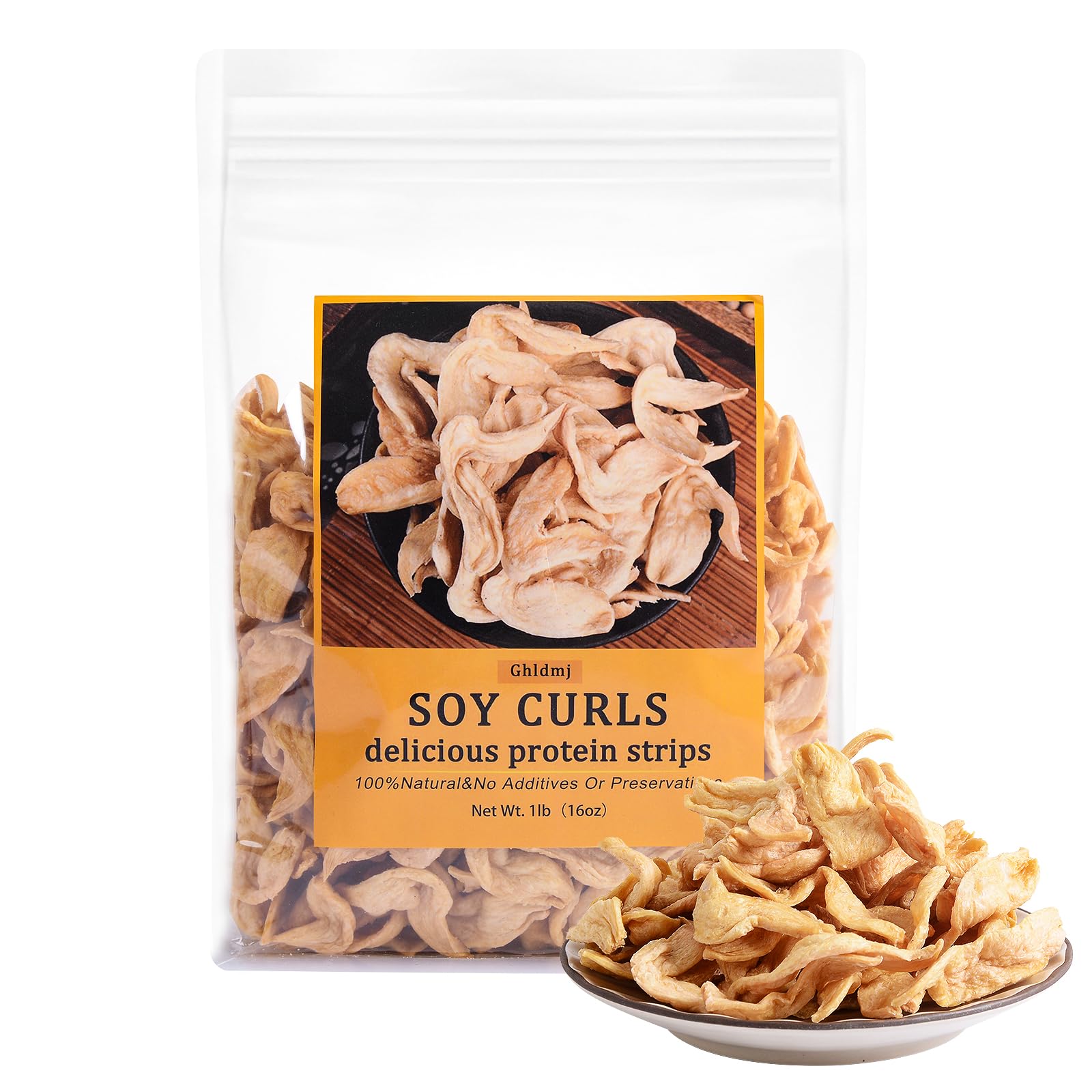 Organic soy curls 1Lb(16oz) Soy Beans Strips,High Protein Gluten-Free Vegan,Chinese Soybeans Strips,Soy Chunks