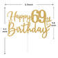 Sriburcio Gold Glitter 69th Birthday Cake Topper, Cheers to 69 Years, Model SH--1109