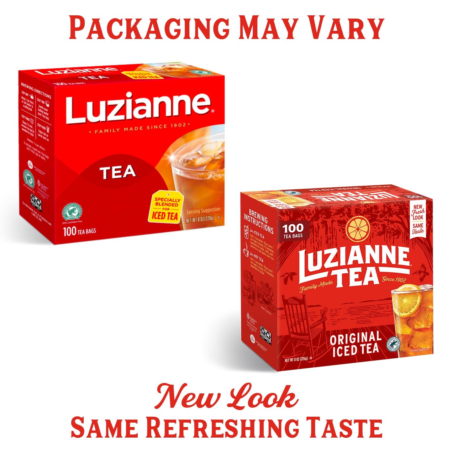 Luzianne Unsweetened Iced Tea Bags, Family Size, 100Ct Box (Pack Of 1)