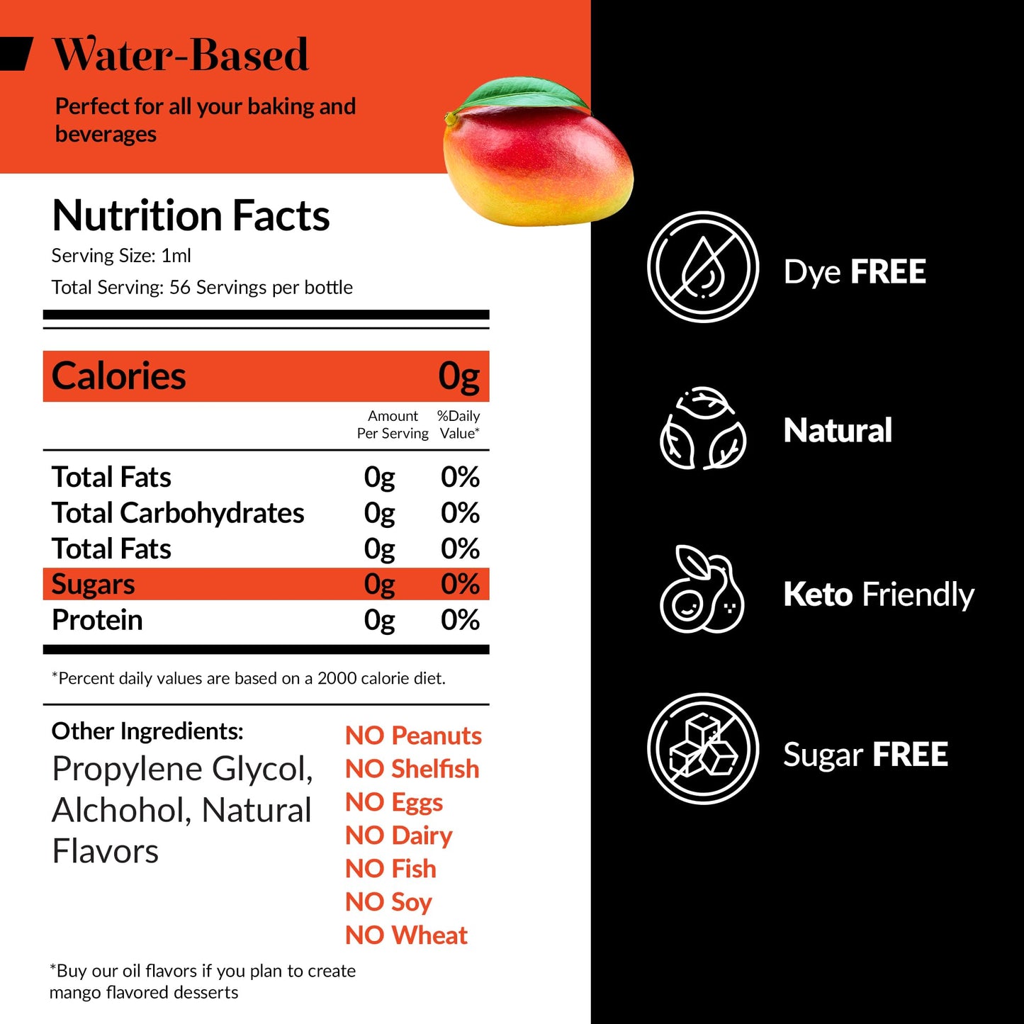 Dolce Flav Mango Extract - Water-Soluble Flavoring for Baked Goods, Beverages & Desserts - 2 Oz.