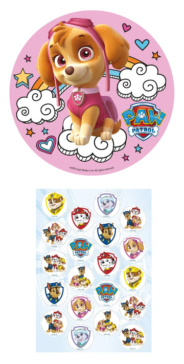 Dekozauber24 Paw Patrol Edible Cake Toppers 20Cm + 20X Cupcake Toppers For Children'S Birthday Parties, Decorations Muffins Imag