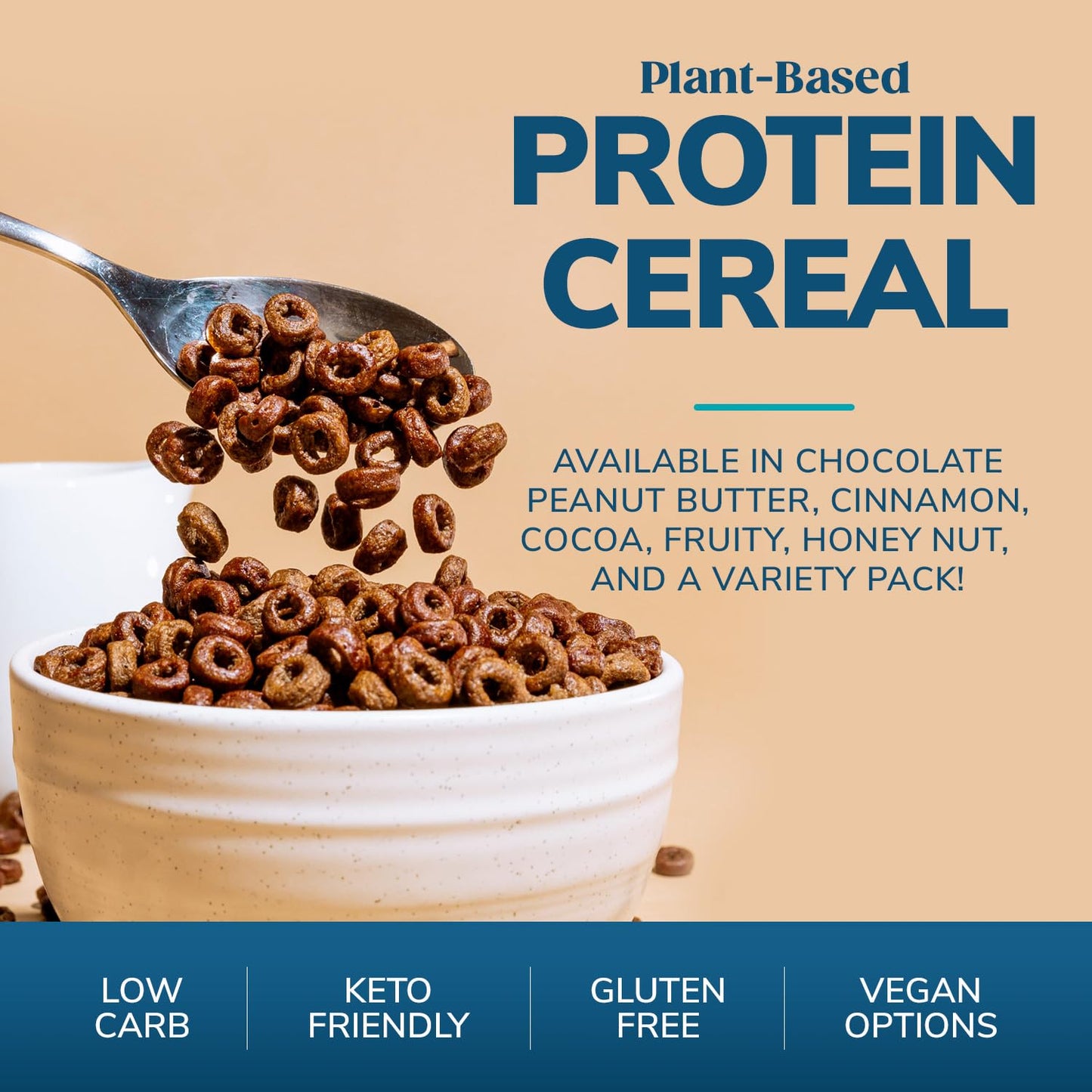 WonderSlim Protein Cereal, Cinnamon, Zero Sugar, Gluten Free, Keto Friendly & Low Carb (7ct)