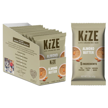 Kize Energy Bar, Almond Butter, 5 Ingredients, 10G Grass-Fed Whey Protein, Peanut Free, Clean & Simple Real Food, Gluten Free, N