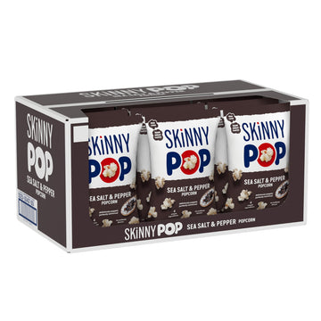 SkinnyPop Popcorn, Sea Salt & Pepper, Whole Grain, Dairy-Free Snack, 4.4oz Bags (12ct)