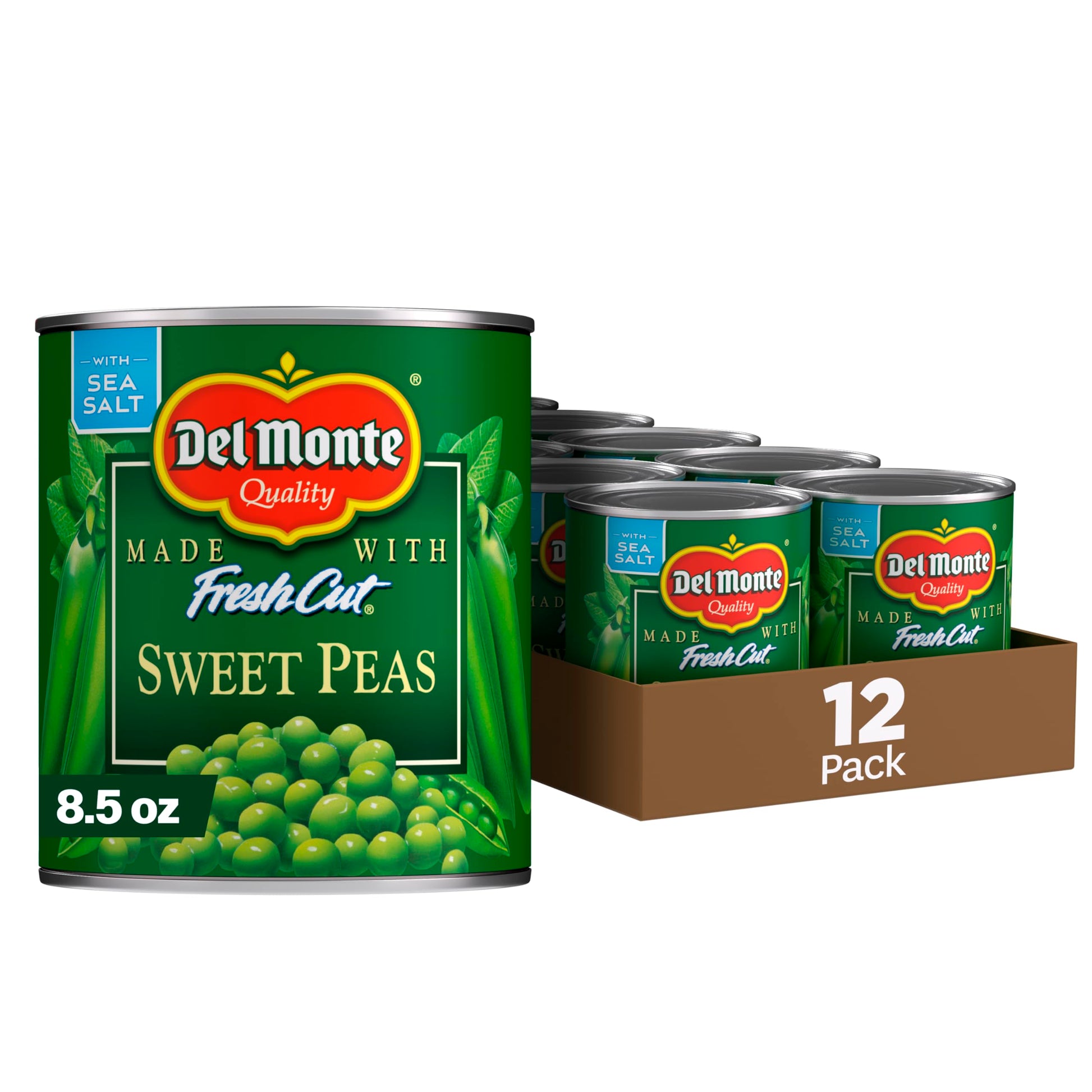 Del Monte Canned Sweet Peas, 8.5 Ounce (Pack of 12) - Non-GMO, Ready to Eat, Ideal for Cooking and Snacking