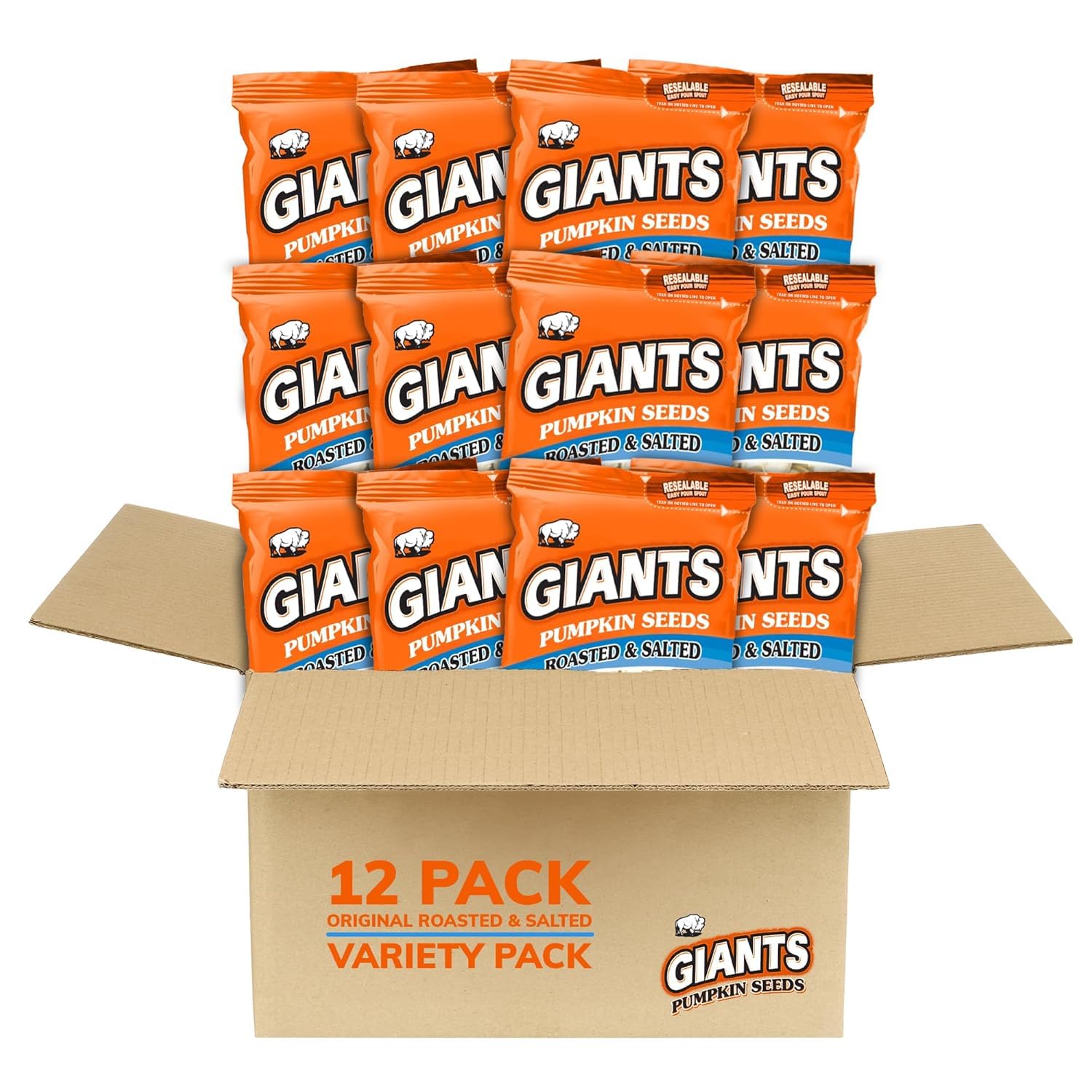 Giants Pumpkin Seeds - Pumpkin Seeds In Shell, Pumpkin Seeds To Eat, Roasted And Salted, Whole Pumpkin Seeds With Shell, High Protein Snack With 15G Protein Per Serving - 5.15 Oz