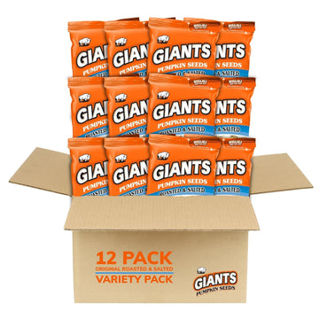 Giants Pumpkin Seeds - Pumpkin Seeds In Shell, Pumpkin Seeds To Eat, Roasted And Salted, Whole Pumpkin Seeds With Shell, High Protein Snack With 15G Protein Per Serving - 5.15 Oz
