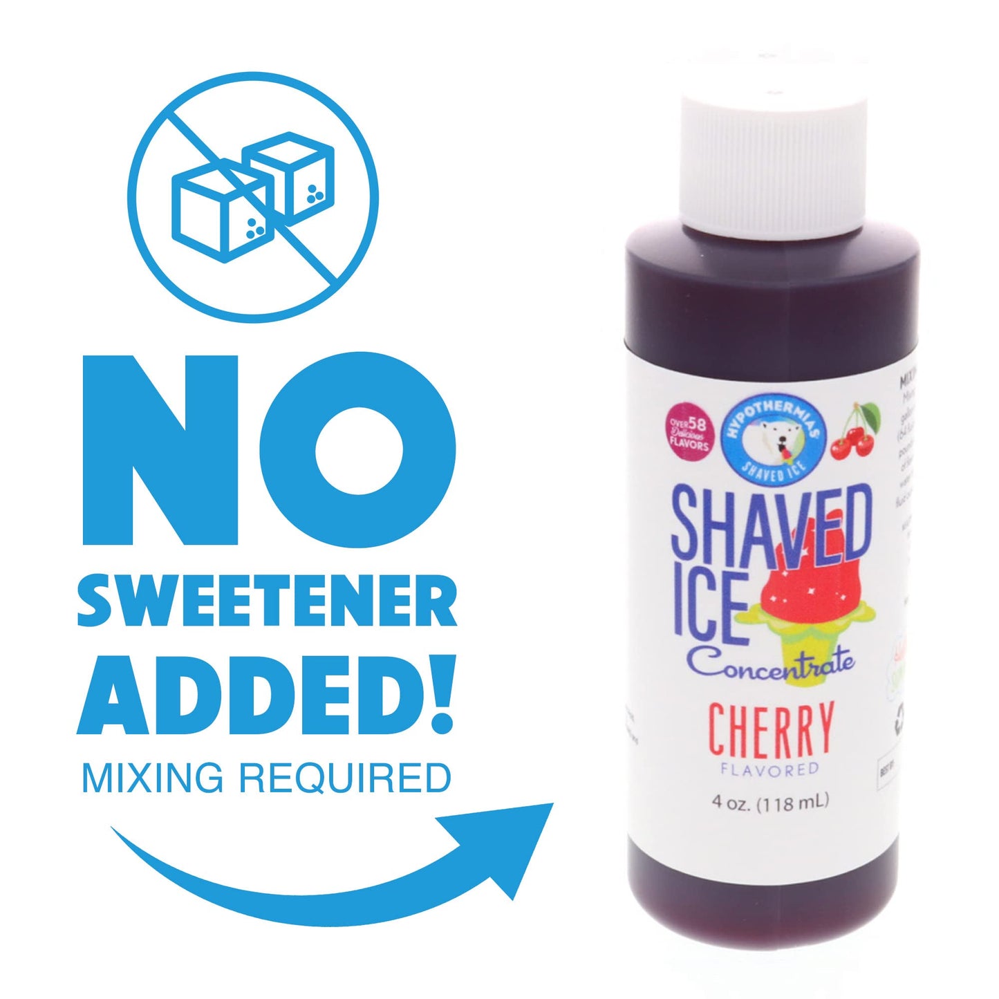 Hypothermias Shaved Ice And Snow Cone Syrup Unsweetened Flavor Concentrate - 4 Fl Oz - Makes 1 Gallon Of Ready To Use Syrup - Ch