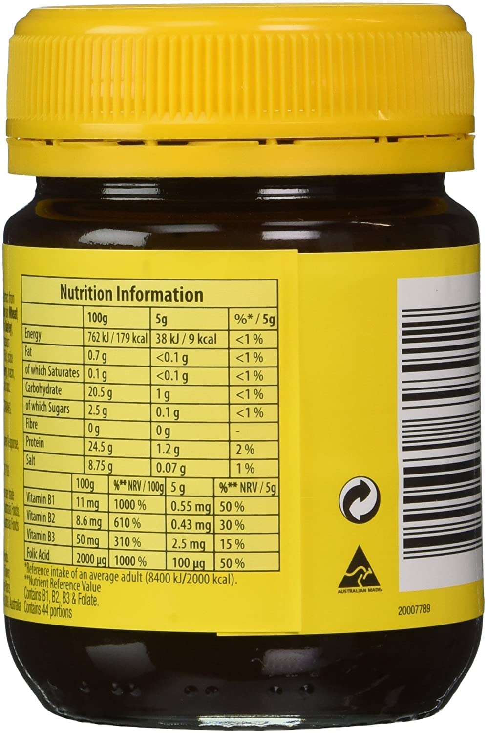 Vegemite Yeast Extract 220g (4-Pack) - 7.76 Ounce Each - Vegetarian Friendly