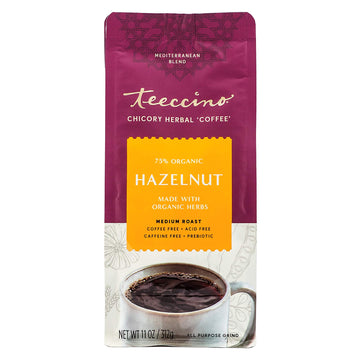 Teeccino Hazelnut Ground Herbal Coffee, Caffeine Free, Medium Roast, 11 Ounce, Model TEE80060