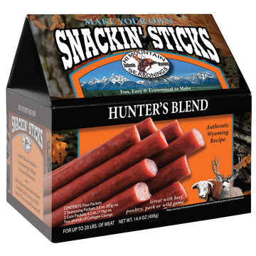Hi Mountain Snack Stick Seasoning Kit - Hunters Blend, 14.4 oz, Includes Seasoning, Cure, Casings & Directions, For Beef, Pork, Venison, Wild Game