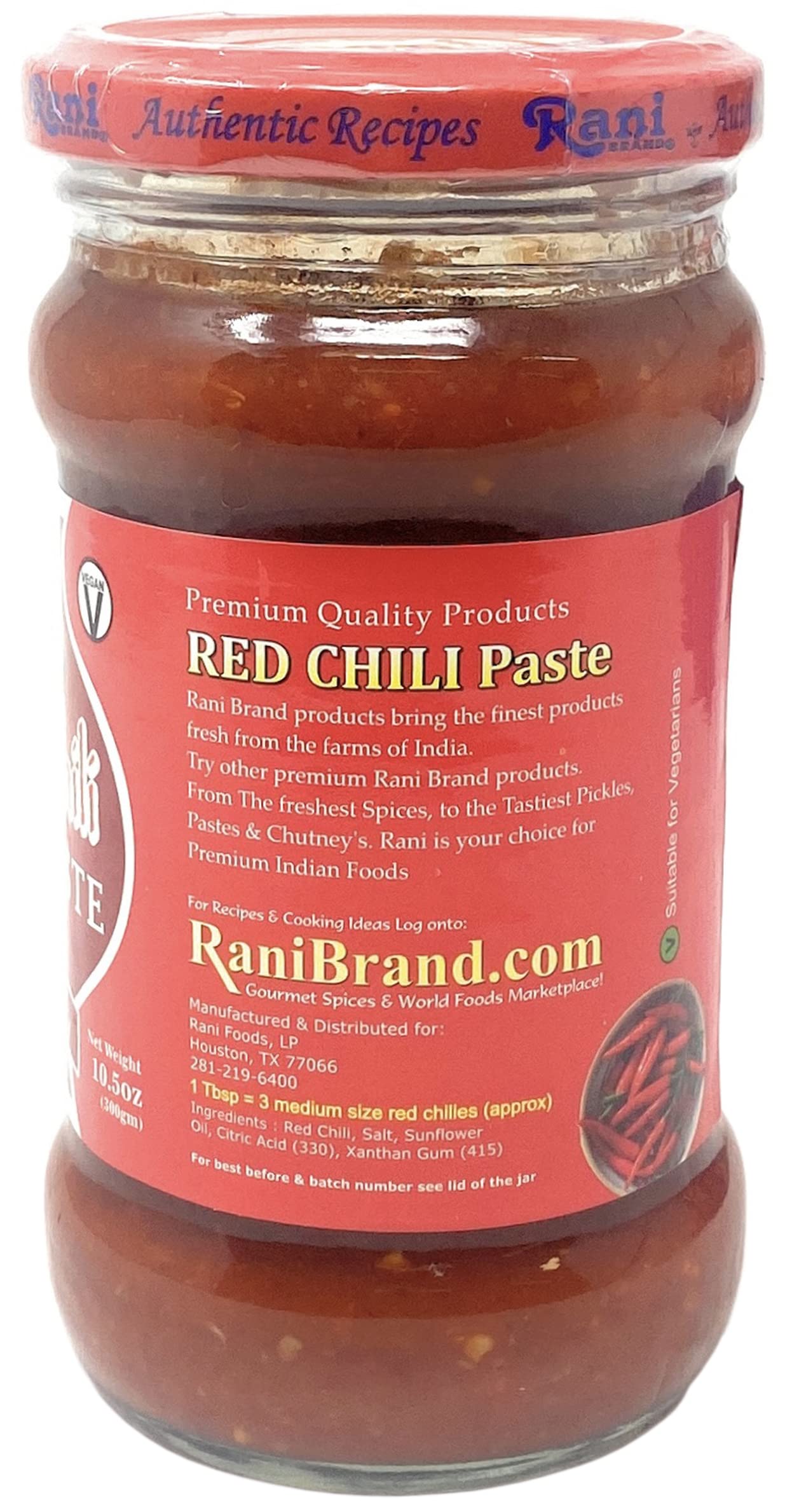 Rani Red Chilli Cooking Paste 10.58Oz (300G) Glass Jar ~ Vegan | Gluten Free | Non-Gmo | No Colors | Indian Origin